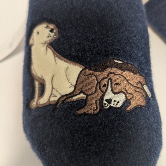 NWT Lands End Navy Dog Slippers - Picture 2 of 6